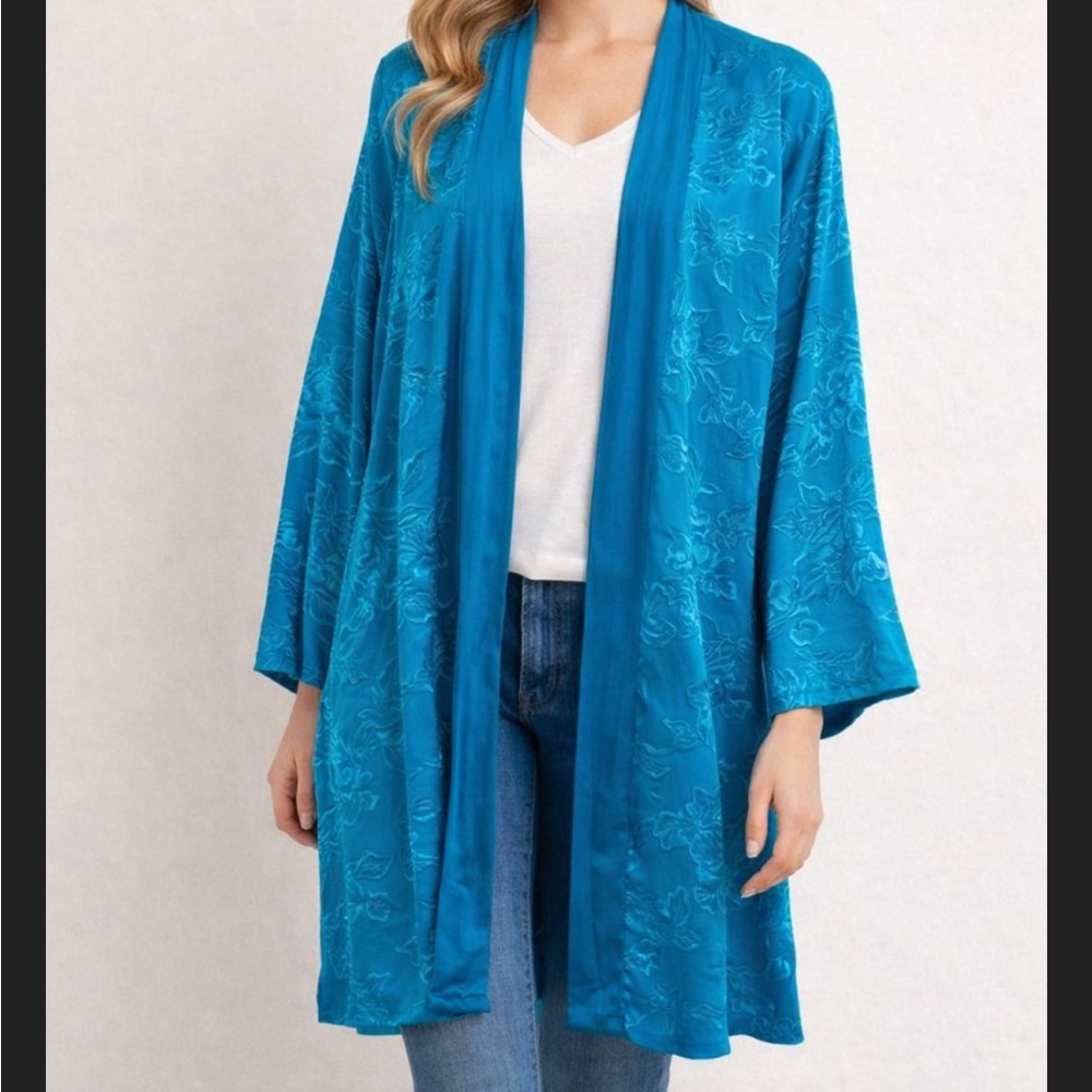 Victoria's Secret Teal Floral Kimono Vintage